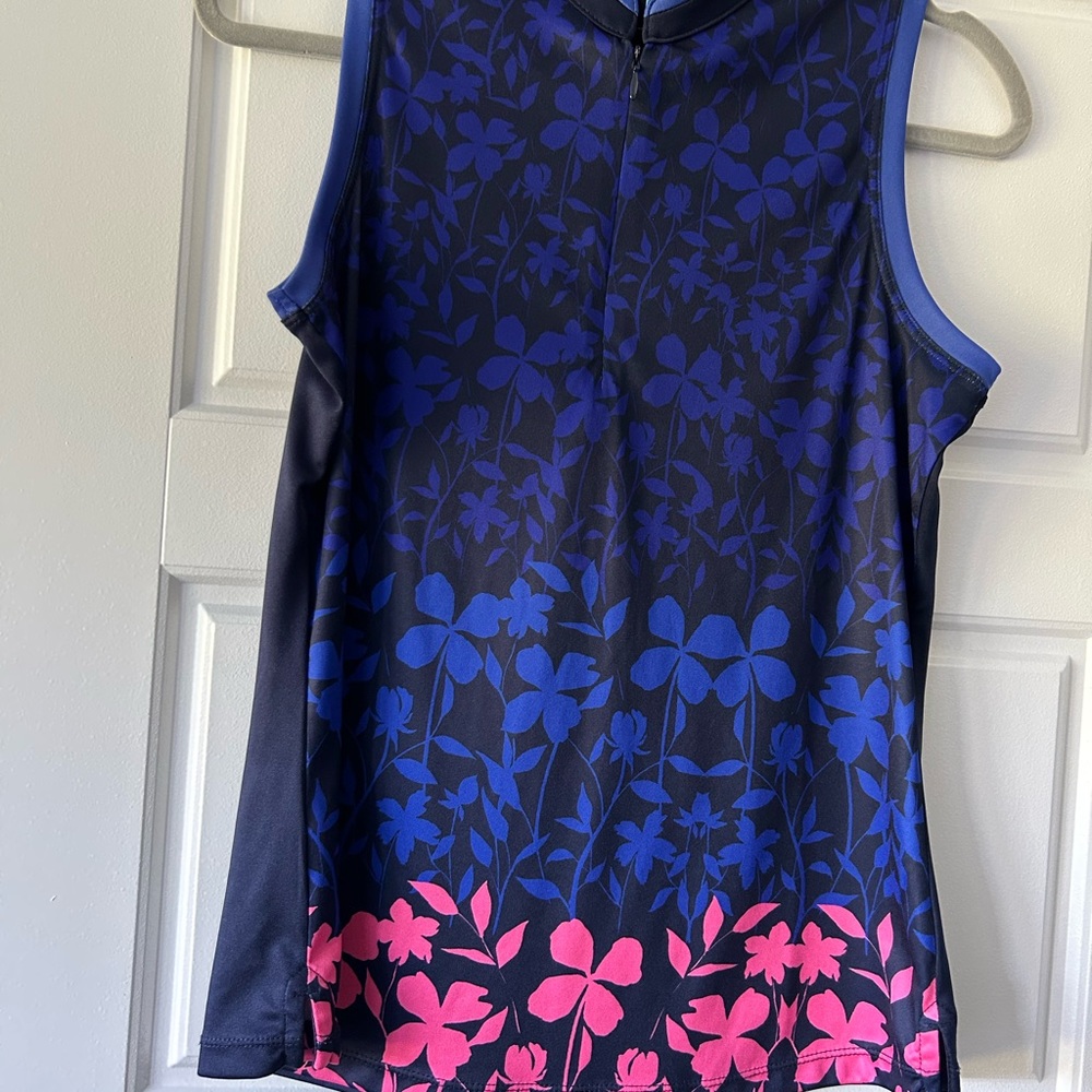 PGA Tour Blue and Pink Sleeveless Tank Top